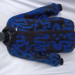 Carlisle Couture Vtg Fuzzy Chunky Knit Oversized Heavy Coat Sz M, 21" PTP, 30" L